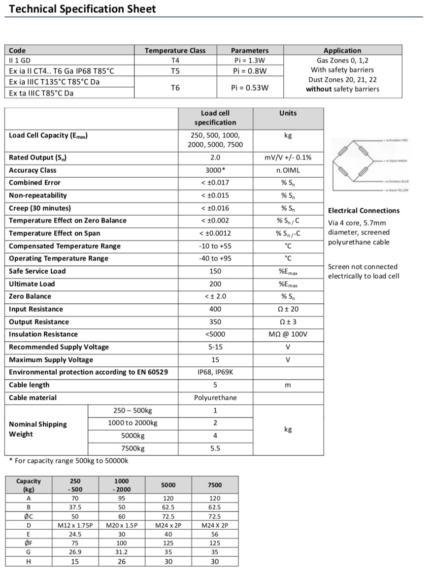 Type LP72 S Type Stainless Steel Load Cell specs
